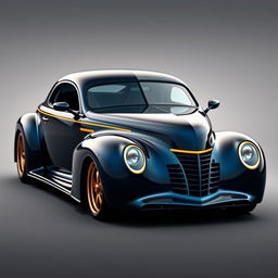 An extraordinary supercar that integrates the classic charm of a 1939 Chevrolet Coupe widebody with the bold, futuristic design elements of a modern widebody car, designed specifically for a church priest