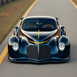 An extraordinary supercar that integrates the classic charm of a 1939 Chevrolet Coupe widebody with the bold, futuristic design elements of a modern widebody car, designed specifically for a church priest