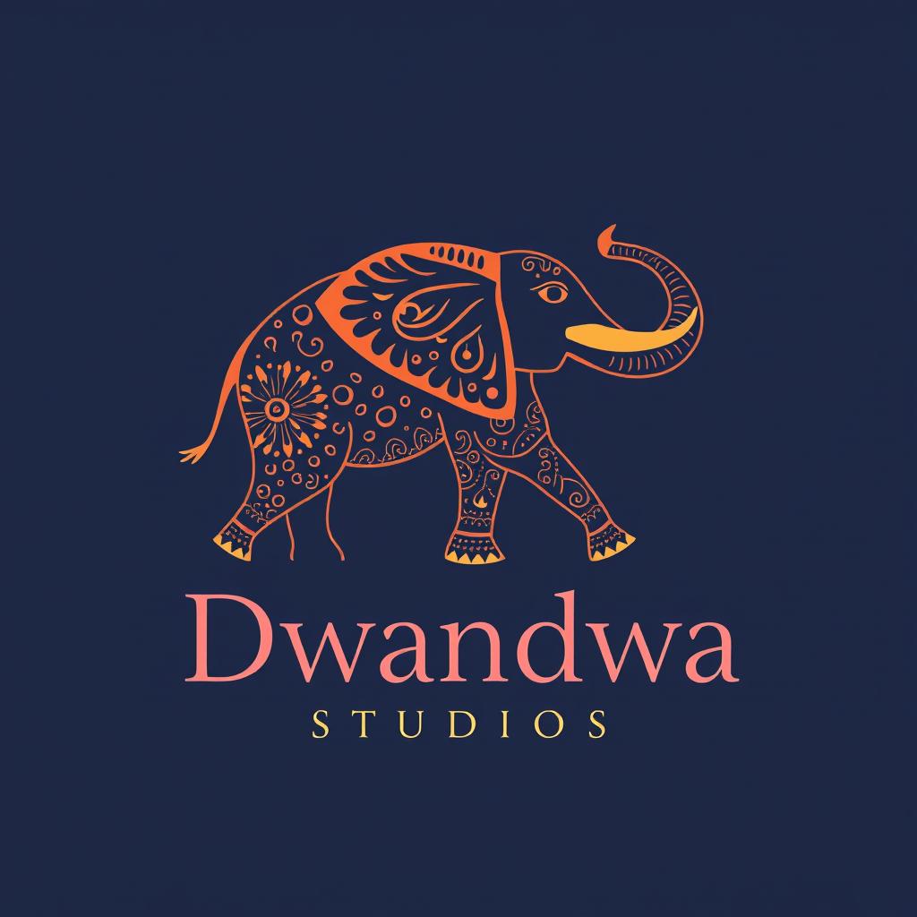 A unique logo design for 'Dwandwa Studios' that creatively incorporates the letter 'D' as a central feature