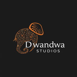 A unique logo design for 'Dwandwa Studios' that creatively incorporates the letter 'D' as a central feature