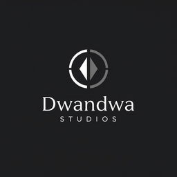 A unique and minimalistic logo design for 'Dwandwa Studios' that embodies the concept of 'duality,' as the name suggests