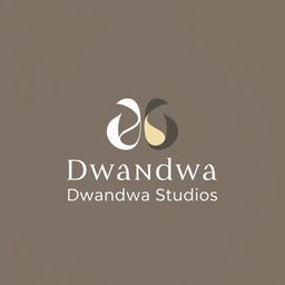 A unique and minimalistic logo design for 'Dwandwa Studios' that embodies the concept of 'duality,' as the name suggests