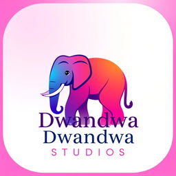 A visually stunning logo design for 'Dwandwa Studios' that creatively incorporates the letter 'D' as an elephant