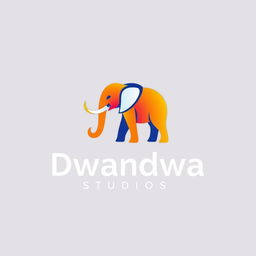 A visually stunning logo design for 'Dwandwa Studios' that creatively incorporates the letter 'D' as an elephant