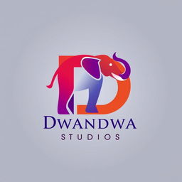 A visually stunning logo design for 'Dwandwa Studios' that creatively incorporates the letter 'D' as an elephant