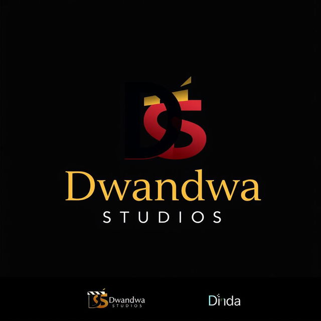 A distinctive logo design for 'Dwandwa Studios' that creatively combines the letters 'D' and 'S' to symbolize the world of cinema