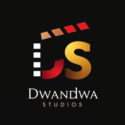 A distinctive logo design for 'Dwandwa Studios' that creatively combines the letters 'D' and 'S' to symbolize the world of cinema