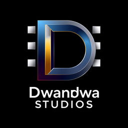 A unique and creative logo design for 'Dwandwa Studios' that prominently features the letter 'D' integrated into a captivating visual representation