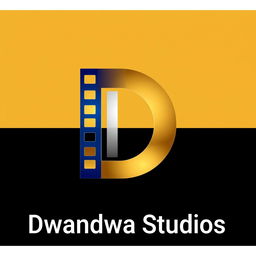 A unique and creative logo design for 'Dwandwa Studios' that prominently features the letter 'D' integrated into a captivating visual representation