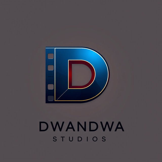 A unique and creative logo design for 'Dwandwa Studios' that prominently features the letter 'D' integrated into a captivating visual representation