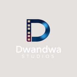 A unique and creative logo design for 'Dwandwa Studios' that prominently features the letter 'D' integrated into a captivating visual representation