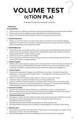 A detailed action plan document titled 'Volume Test Action Plan' with a professional layout