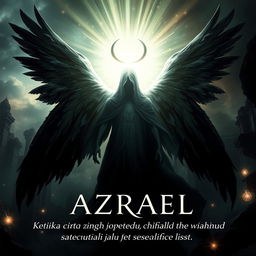 A dark yet hopeful fantasy cover featuring Azrael, who transforms from a figure shrouded in hatred into a radiant symbol of love and redemption