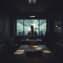 A tense, atmospheric psychological thriller set in a modern office environment