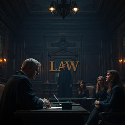 A stage for a psychological thriller labeled "LAW"