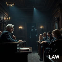 A stage for a psychological thriller labeled "LAW"