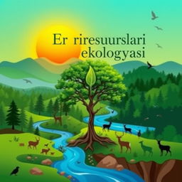 An engaging cover design for the book titled "Er resurslari ekologiyasi" about ecology