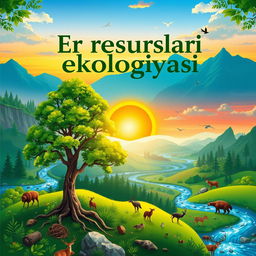 An engaging cover design for the book titled "Er resurslari ekologiyasi" about ecology