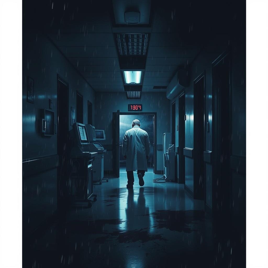 A gripping thriller set in a dimly lit hospital at night