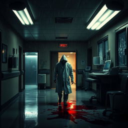 A gripping thriller set in a dimly lit hospital at night