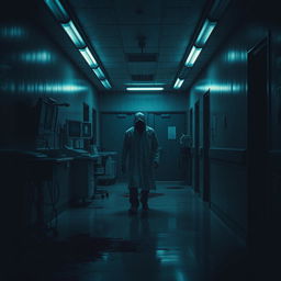 A gripping thriller set in a dimly lit hospital at night