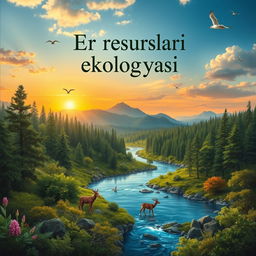 A realistic cover design for the book titled "Er resurslari ekologiyasi" about ecology