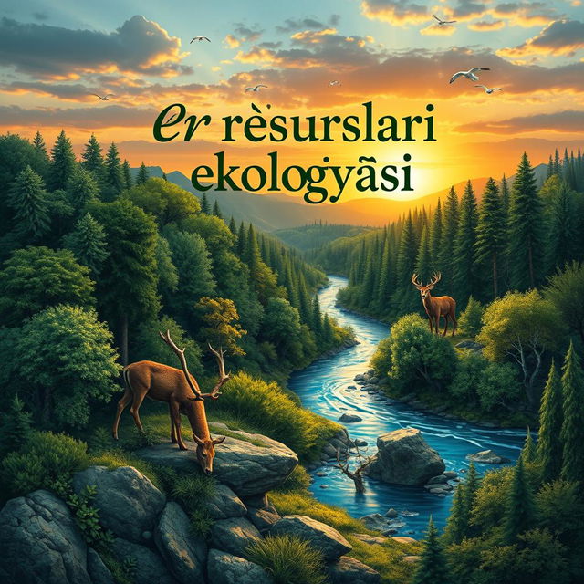 A realistic cover design for the book titled "Er resurslari ekologiyasi" about ecology