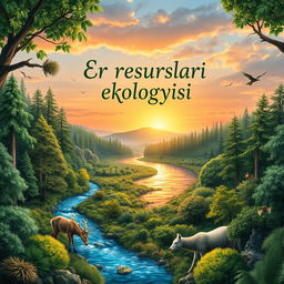 A realistic cover design for the book titled "Er resurslari ekologiyasi" about ecology