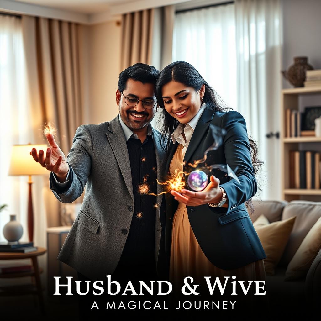 A cinematic poster titled 'Husband & Wife: A Magical Journey'