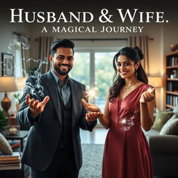 A cinematic poster titled 'Husband & Wife: A Magical Journey'