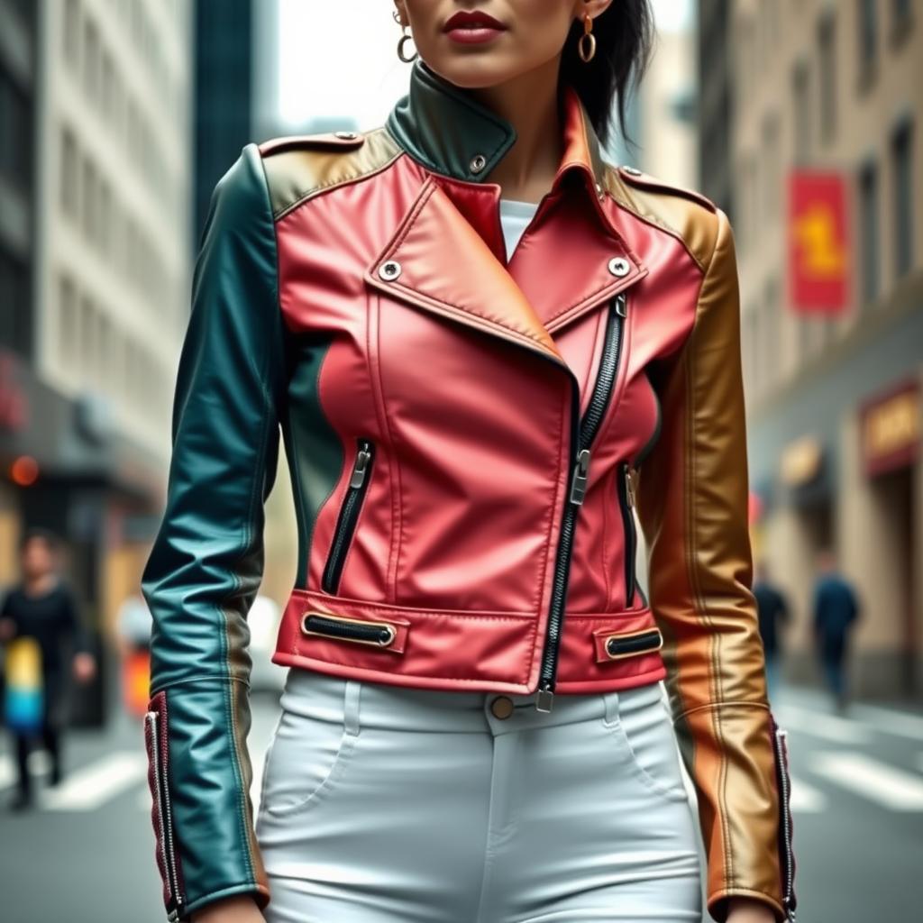 A stylish and contemporary jacket, featuring a modern cut and unique design elements