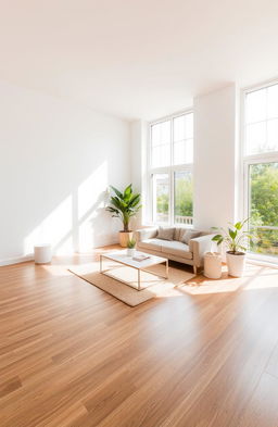 A clean, modern room featuring a spacious area of 20 square meters, with polished wooden floors and large windows that allow natural light to flood in