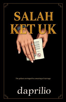 Cover design for the novel "Salah Ketuk", featuring the title in bold, elegant uppercase letters in a contrasting gold or silver color against a dark background, enhancing the dramatic effect