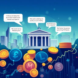 A dynamic and engaging digital illustration capturing the essence of a financial market buzz on a Wednesday