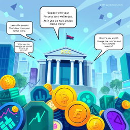 A dynamic and engaging digital illustration capturing the essence of a financial market buzz on a Wednesday