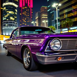 A stunning 1964 Ford Fairlane displayed in a captivating metallic purple finish