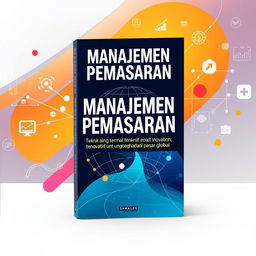 A visually striking book cover design for a book titled 'Manajemen Pemasaran: Teknik Inovatif untuk Menghadapi Pasar Global' without text