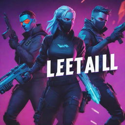 A vibrant, action-packed Valorant-themed wallpaper, with dynamic game characters and a significant in-game scene in the background. In the center, position the word 'Lethal' in bold neon style.