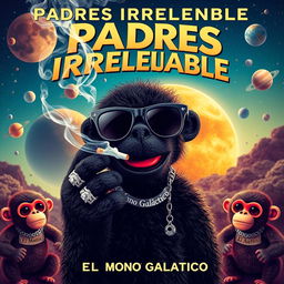 A vibrant music cover themed in Spanish titled 'Padres Irresponsables'