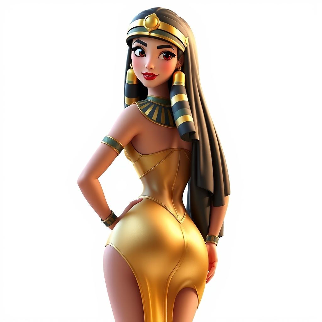 A sexy and hot portrayal of Cleopatra, characterized by her confident pose and stunning appearance