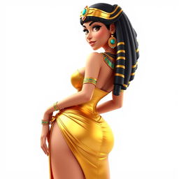 A sexy and hot portrayal of Cleopatra, characterized by her confident pose and stunning appearance