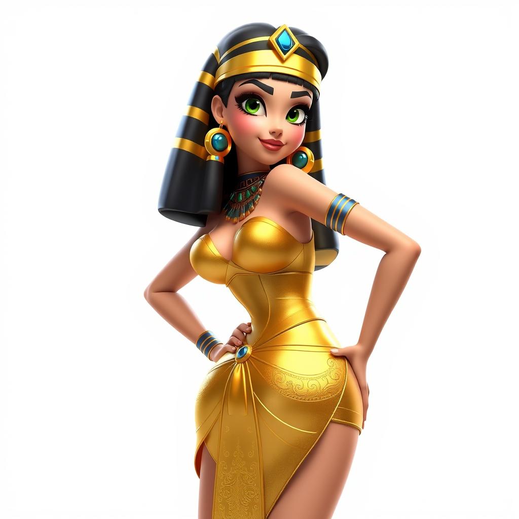 A sexy and hot portrayal of Cleopatra, characterized by her confident pose and stunning appearance