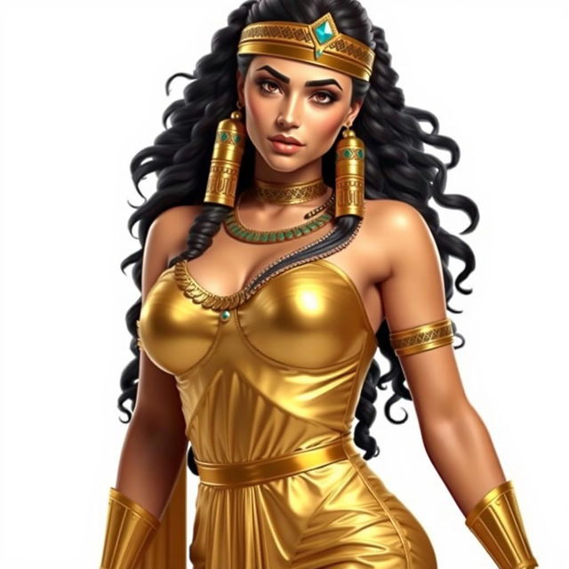 A sexy and hot portrayal of Cleopatra, showcasing her confident stance and alluring features