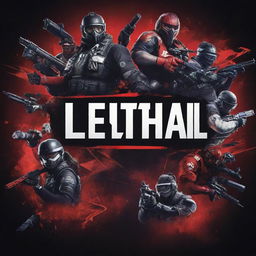 A dynamic e-sports themed wallpaper, featuring elements of popular e-sports games as an engaging backdrop. In the center of the composition, display the word 'LETHAL' in bold, high-contrast style.