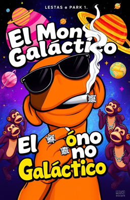 A vibrant music album cover, featuring a cartoon brown puppet wearing black sunglasses with a cigarette in its mouth emitting smoke