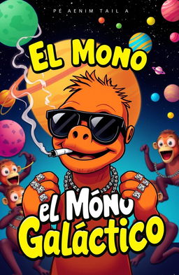 A vibrant music album cover, featuring a cartoon brown puppet wearing black sunglasses with a cigarette in its mouth emitting smoke