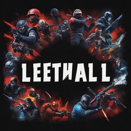 A dynamic e-sports themed wallpaper, featuring elements of popular e-sports games as an engaging backdrop. In the center of the composition, display the word 'LETHAL' in bold, high-contrast style.