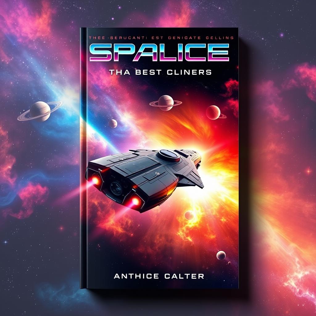 A stunning book cover design featuring a breathtaking space exploration scene