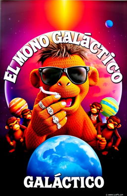 A vibrant music album cover featuring a brown-colored puppet in the center, wearing black sunglasses and holding a cigarette that emits smoke from its mouth