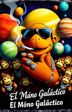 A vibrant music album cover featuring a cartoonish brown puppet character wearing black sunglasses